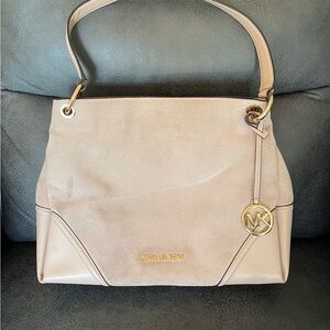 Michael Kors Cream Shoulder Bag with Gold Accents